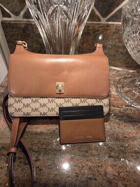 Michael Kors Brown Signature Crossbody Bag And Cardholder